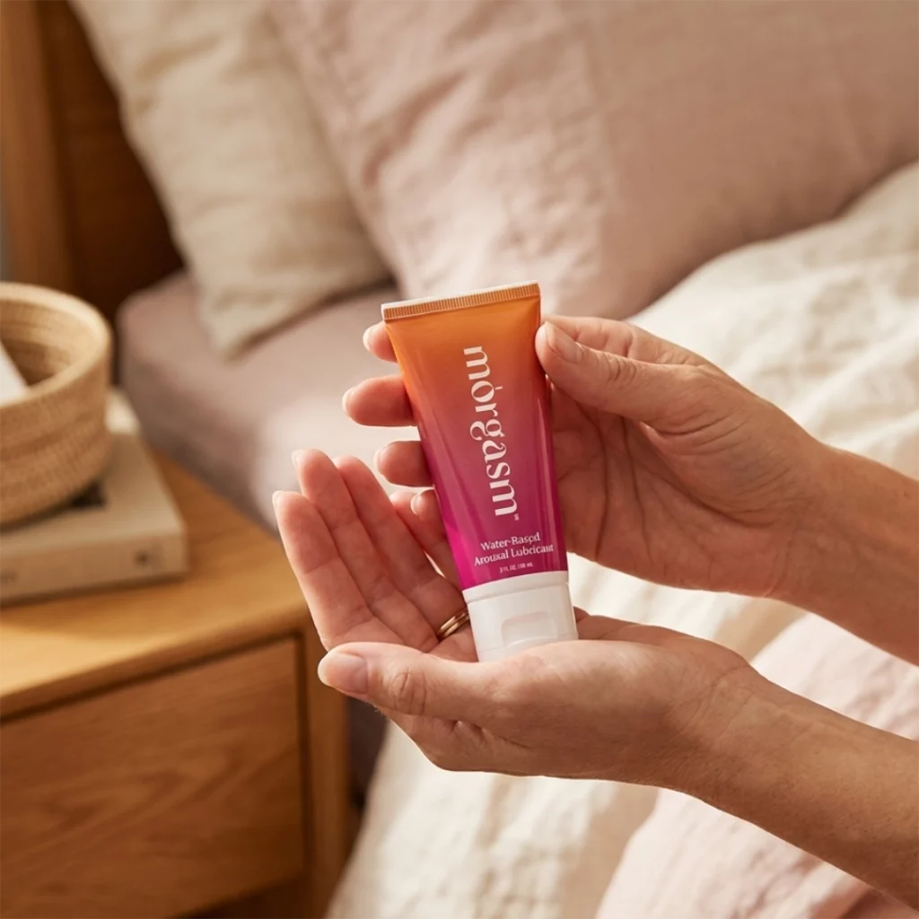 Morgasm Original tube in woman's hand.